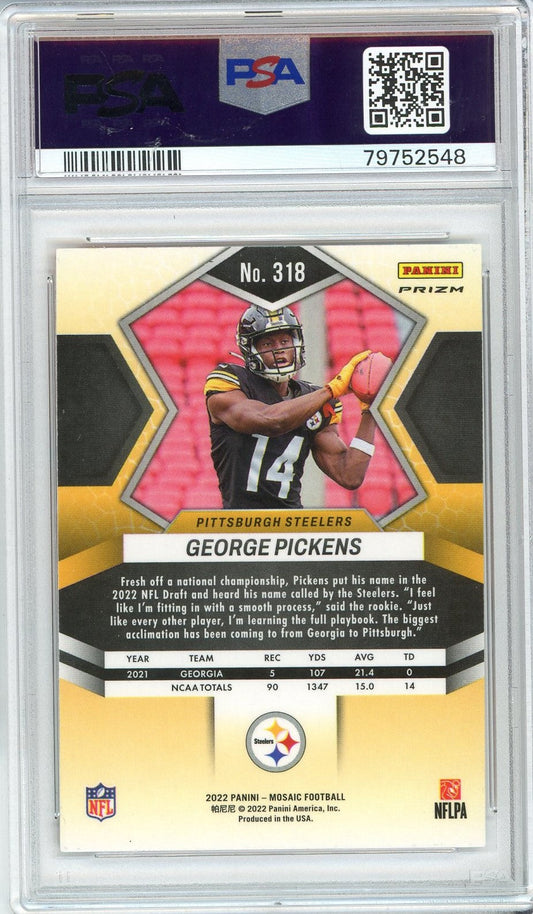 Graded 2022 Panini Mosaic George Pickens #318 Reactive Orange Rookie RC Football Card PSA 10 Gem Mint