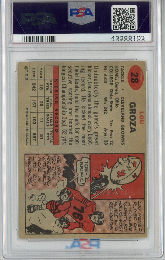 Graded 1957 Topps Lou Groza #28 Football Card PSA 6 EX-MT