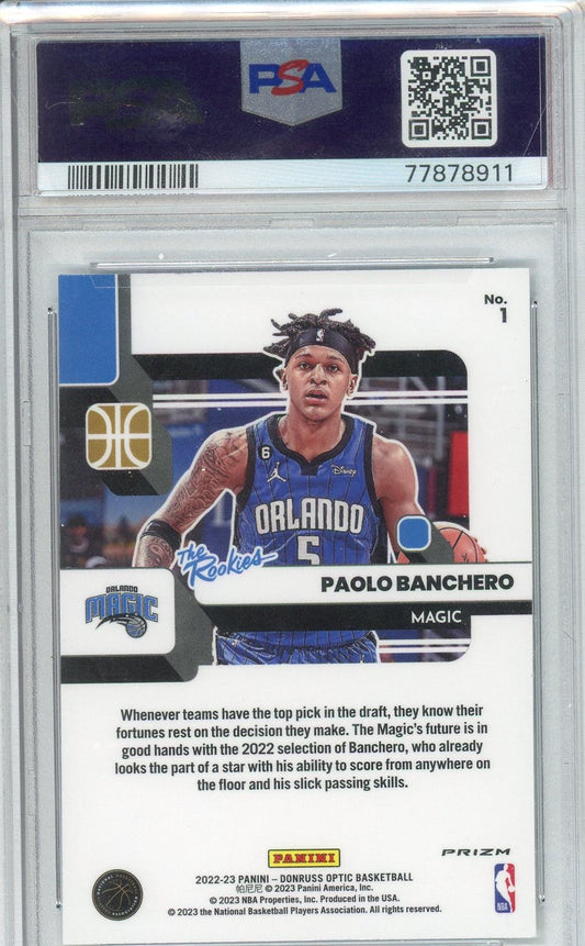 Graded 2022 Panini Donruss Optic Paolo Banchero #1 Rookies Holo Rookie RC Basketball Card PSA 10 Gem Mint