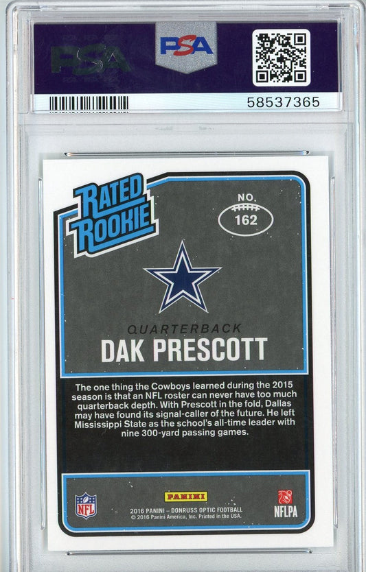 Graded 2016 Panini Donruss Optic Dak Prescott #162 Rookie RC Football Card PSA 9 Mint