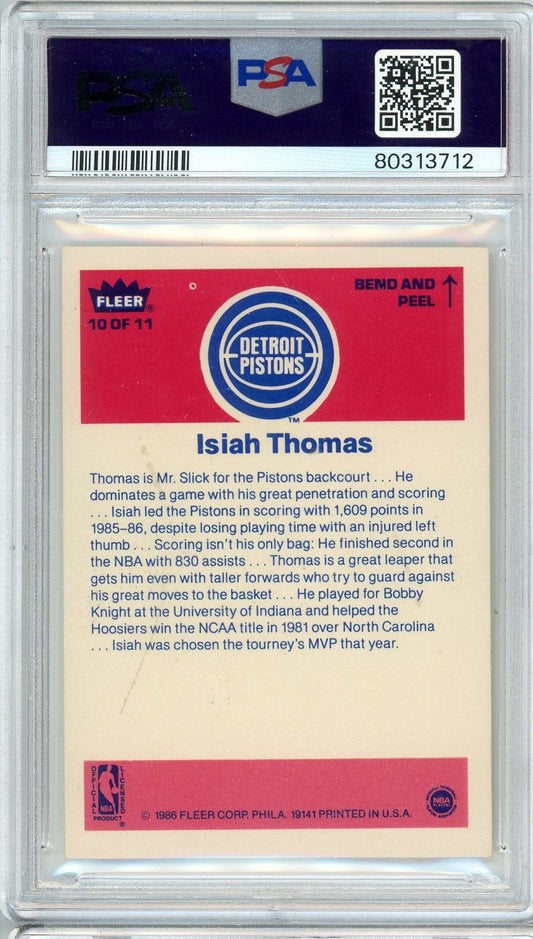 Graded 1986 Fleer Sticker Isiah Thomas #10 Rookie RC Basketball Card PSA 5 Excellent