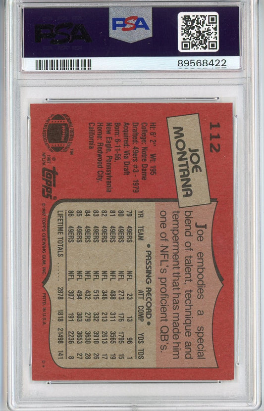 Graded 1987 Topps Joe Montana #112 Football Card PSA 9 Mint