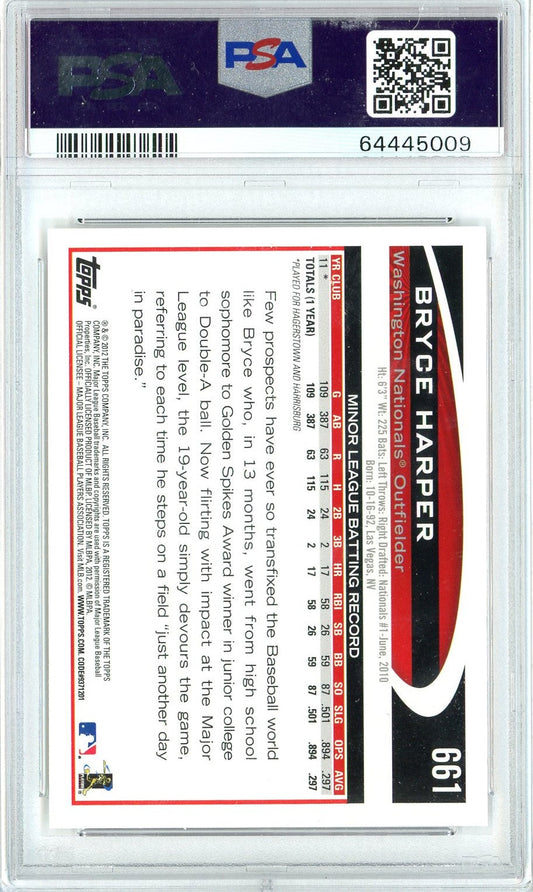 Graded 2012 Topps Bryce Harper #661 Screaming Rookie RC Baseball Card PSA 10 Gem Mint