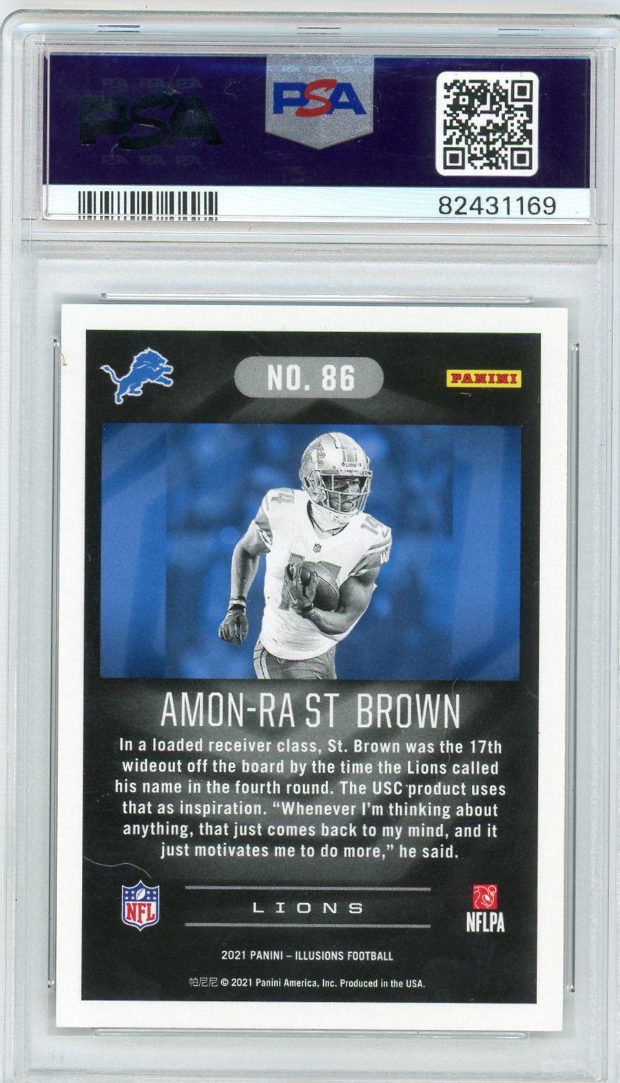 Graded 2021 Panini Illusions Amon-Ra St. Brown #86 Retail Rookie RC Football Card PSA 10 Gem Mint