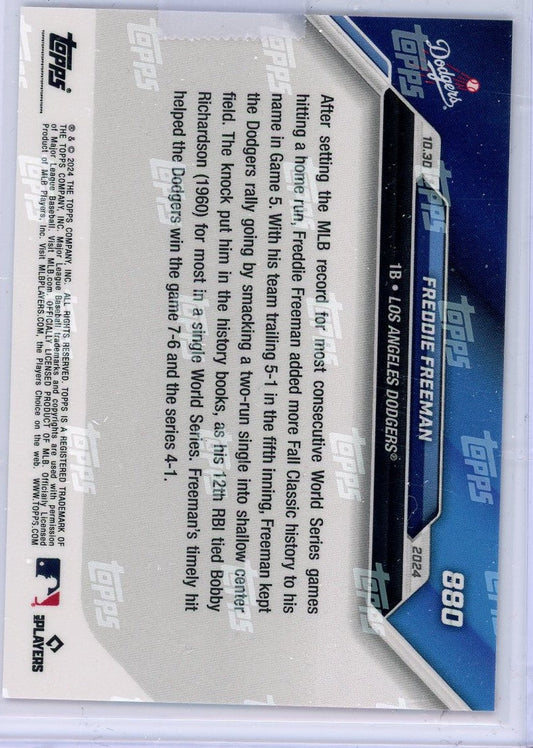 2024 Topps Now Freddie Freeman #880 Red #/10 Los Angeles Dodgers Baseball Card