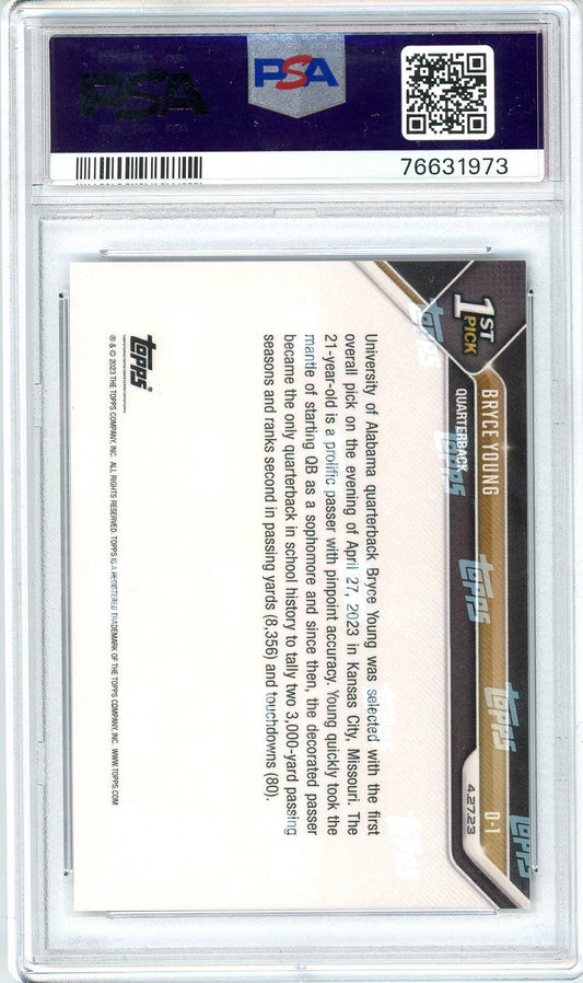 Graded 2023 Topps Now Bryce Young #D1 Rookie RC Football Card PSA 10 Gem Mint