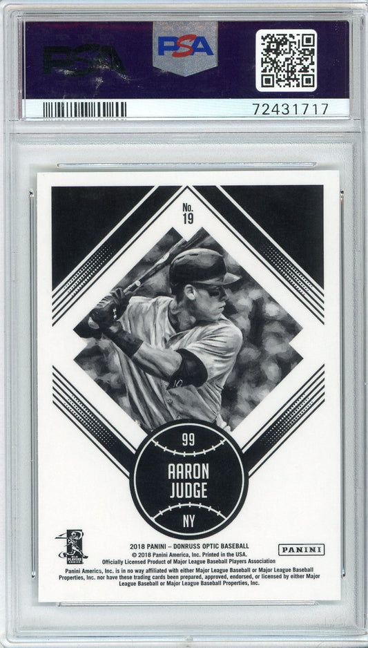 Graded 2018 Panini Donruss Optic Aaron Judge #19 Baseball Card PSA 10 Gem Mint