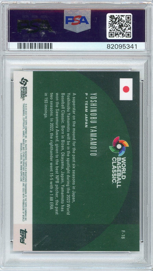 Graded 2023 Topps WBC Global Stars Yoshinobu Yamamoto #F18 Flags Of A Nation Rookie RC Baseball Card PSA 10 Gem Mint