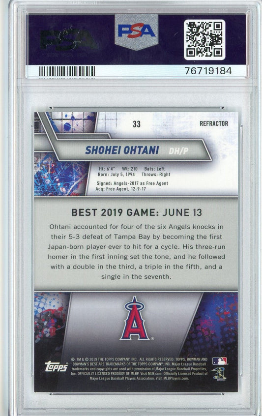 Graded 2019 Bowman's Best Shohei Ohtani #33 Refractor Baseball Card PSA 10 Gem Mint