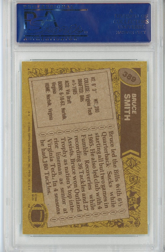 Graded 1986 Topps Bruce Smith #389 Rookie RC Football Card PSA 8 NM-MT