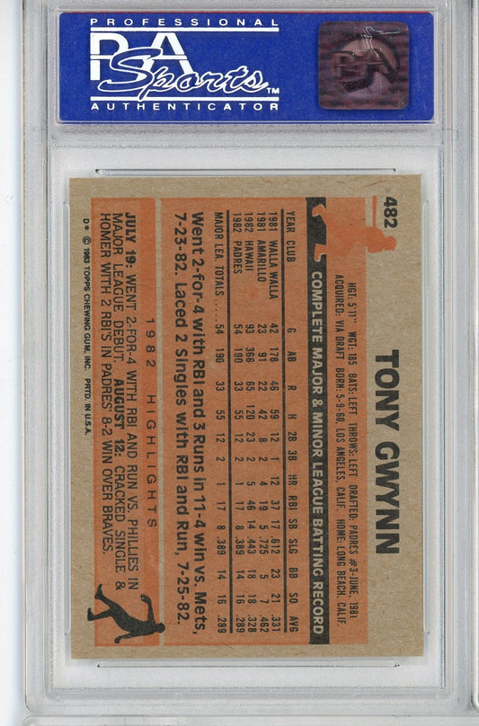 Graded 1983 Topps Tony Gwynn #482 Rookie RC Baseball Card PSA 8 NM-MT