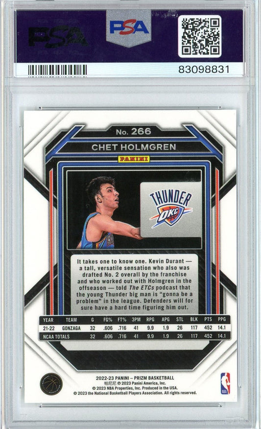 Graded 2022 Panini Prizm Chet Holmgren #266 Rookie RC Basketball Card PSA 10 Gem Mint