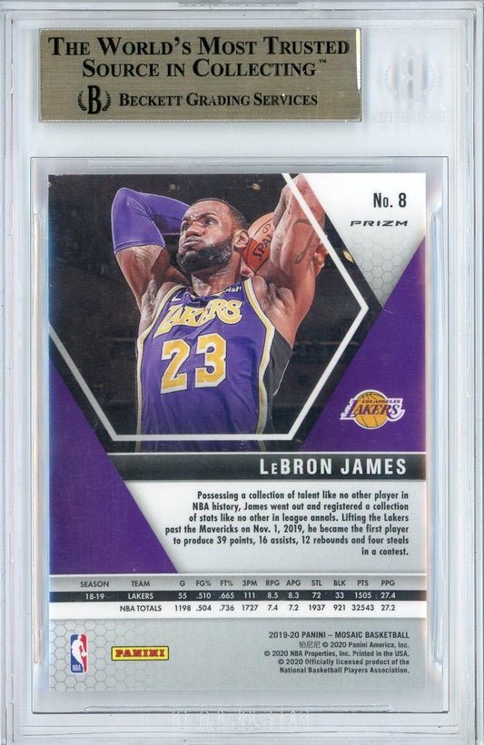 Graded 2019 Panini Mosaic LeBron James #8 Pink Camo Basketball Card BGS 9.5 Gem Mint