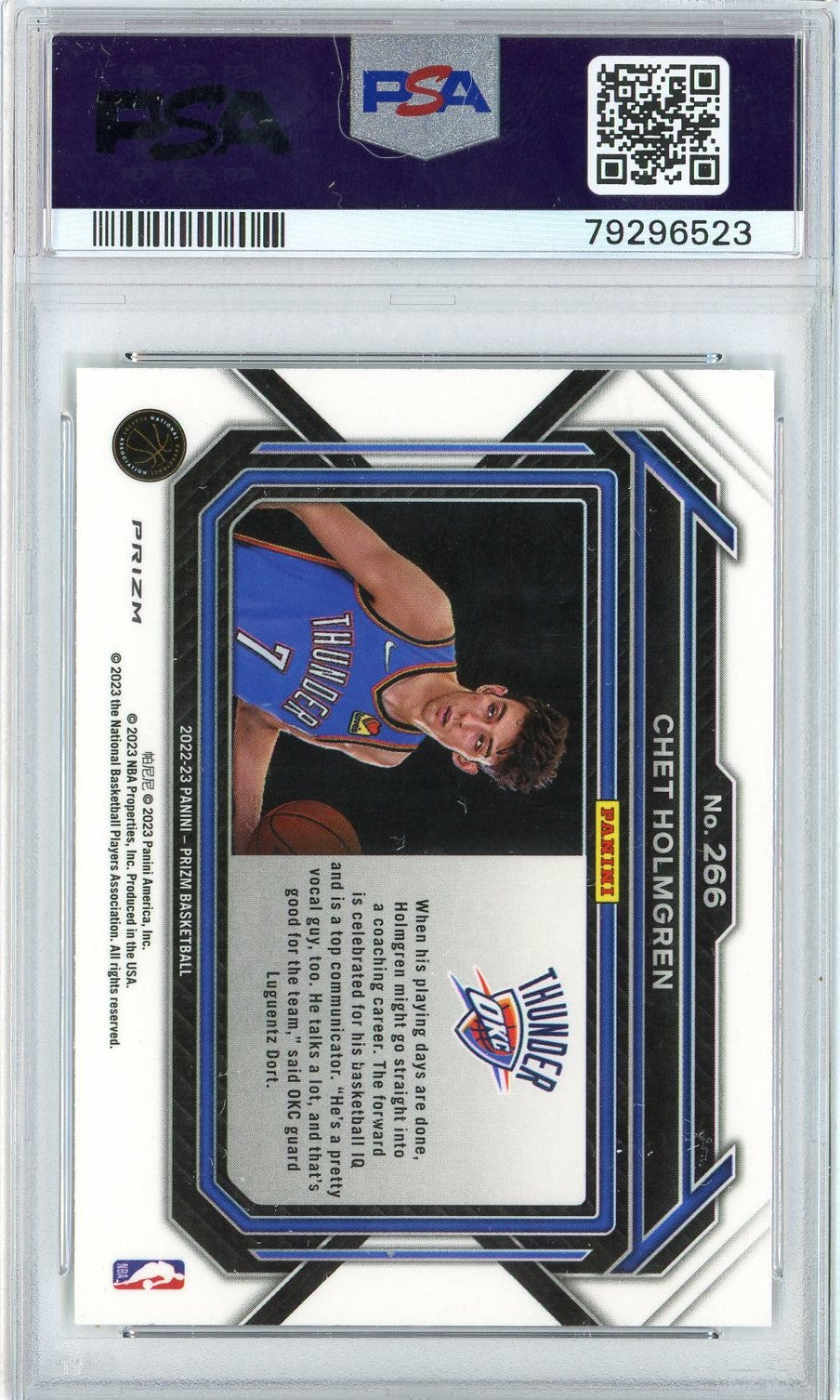 Graded 2022 Prizm Chet Holmgren #266 Variation Rookie RC Basketball Card PSA 10 Gem Mint