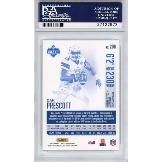 Graded 2016 Panini Prestige Dak Prescott #206 Rookie RC Football Card PSA 10 Gem Mint