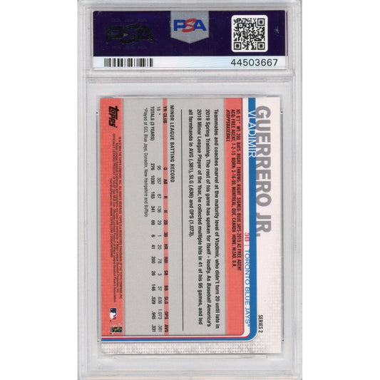Graded 2019 Topps Vladimir Vlad Guerrero Jr. #NNO Missing No Number Rookie RC Baseball Card PSA 10 Gem Mint