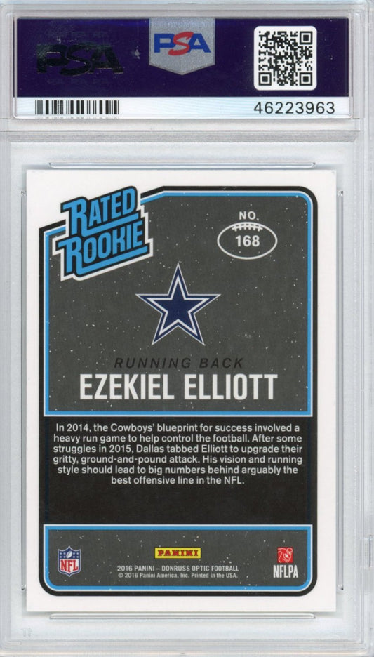 Graded 2016 Panini Donruss Optic Ezekiel Elliott #168 Rookie RC Football Card PSA 10 Gem Mint