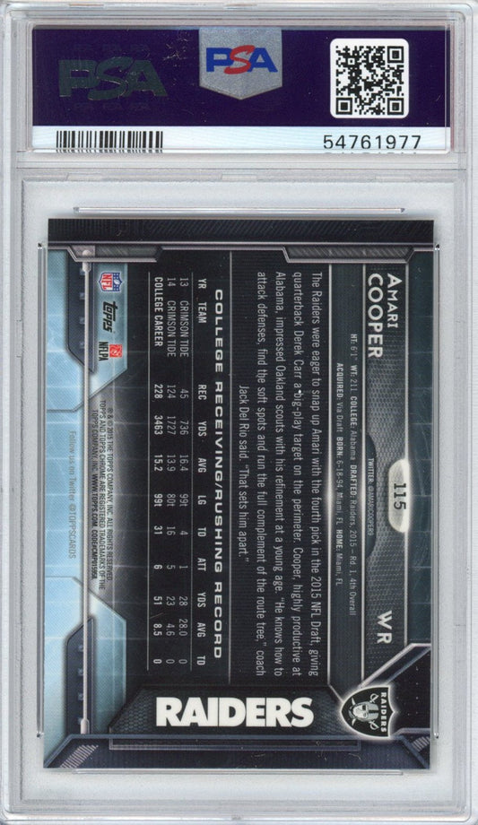 Graded 2015 Topps Chrome Amari Cooper #115 Running Orange Refractor Rookie RC Football Card PSA 10 Gem Mint