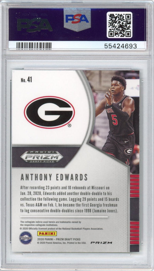 Graded 2020-21 Panini Prizm DP Draft Picks Anthony Edwards #41 Green Prizm Rookie RC Basketball Card PSA 10 Gem Mint