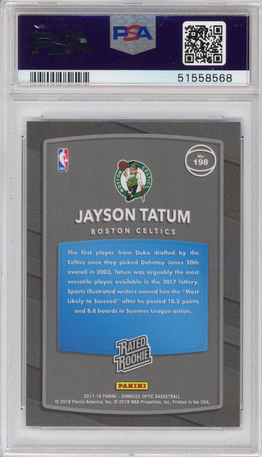 Graded 2017-18 Panini Donruss Optic Jayson Tatum #198 Rookie RC Basketball Card PSA 10 Gem Mint