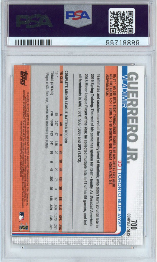 Graded 2019 Topps Complete Set Vladimir Vlad Guerrero Jr. #700 Batting Rookie RC Baseball Card PSA 10 Gem Mint
