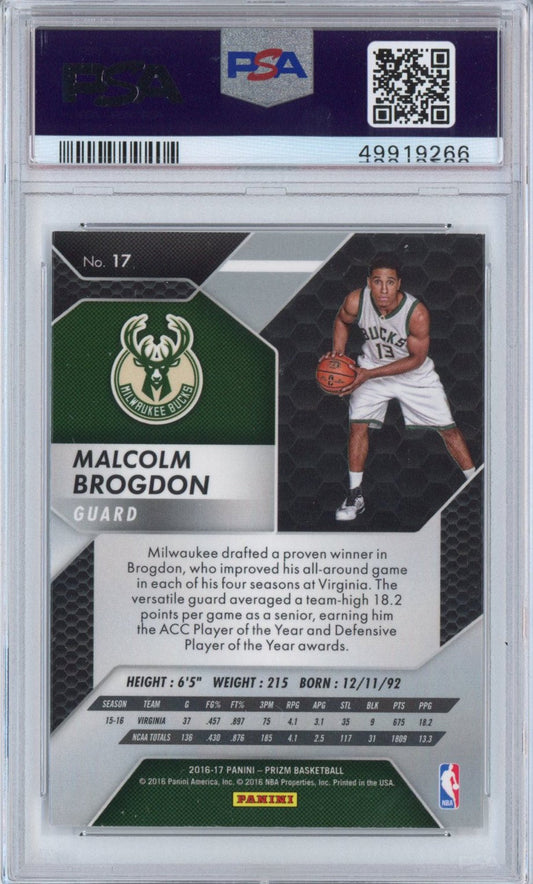 Graded 2016-17 Panini Prizm Malcolm Brogdon #17 Rookie RC Basketball Card PSA 10 Gem Mint