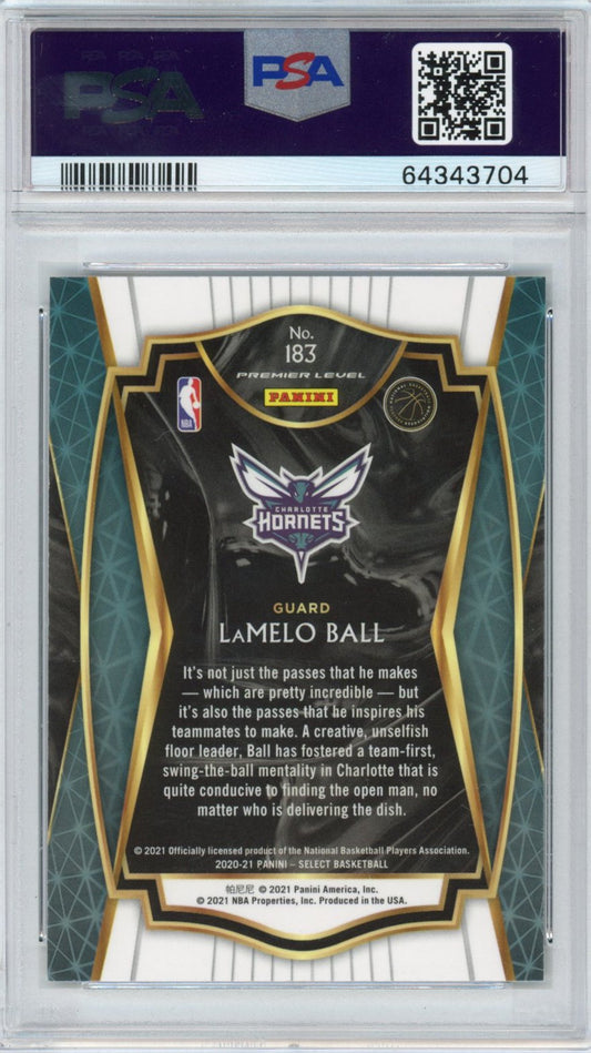 Graded 2020-21 Panini Select LaMelo Ball #183 Blue Retail Premier Level Rookie RC Basketball Card PSA 10 Gem Mint