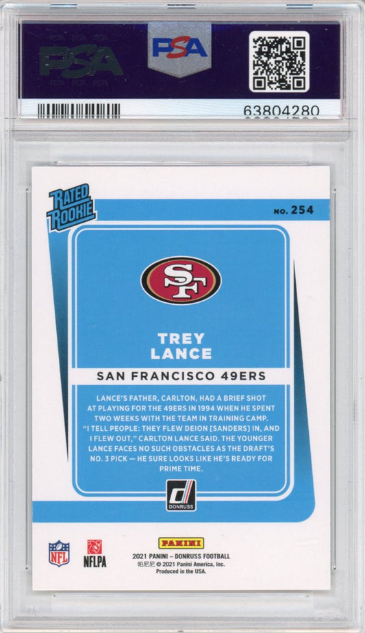 Graded 2021 Panini Donruss Trey Lance #254 Rated Rookie RC Football Card PSA 10 Gem Mint