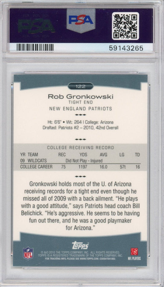 Graded 2010 Topps Platinum Rob Gronkowski #122 Rookie RC Football Card PSA 10 Gem Mint