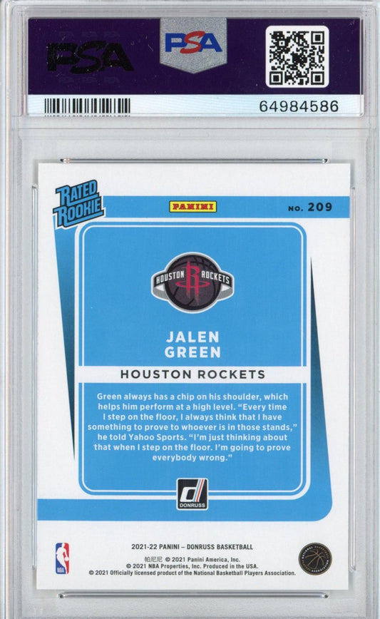 Graded 2021-22 Panini Donruss Jalen Green #209 Rookie RC Basketball Card PSA 10 Gem Mint