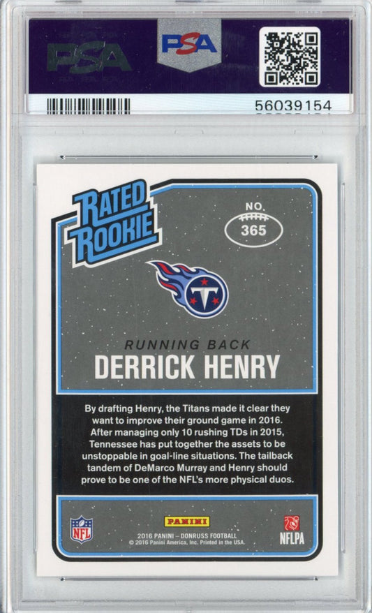 Graded 2016 Panini Donruss Derrick Henry #365 Rookie RC Football Card PSA 10 Gem Mint