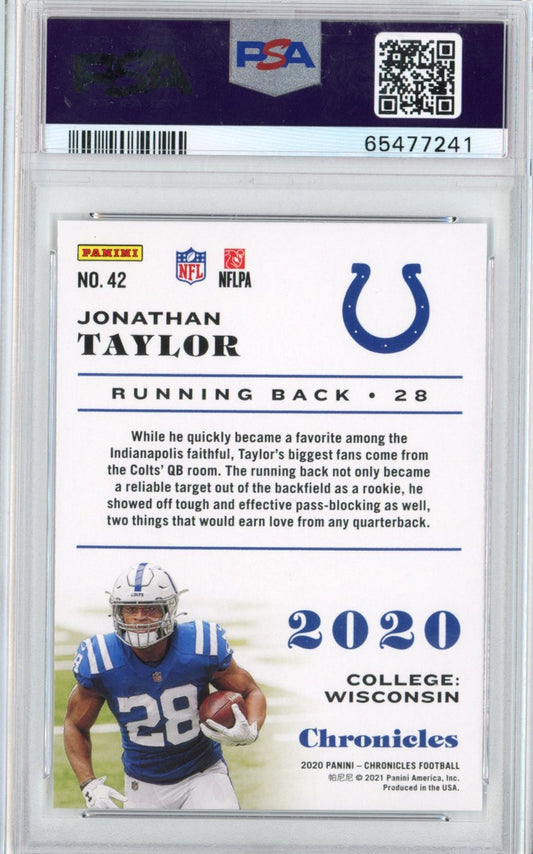 Graded 2020 Panini Chronicles Jonathan Taylor #42 Rookie RC Football Card PSA 10 Gem Mint