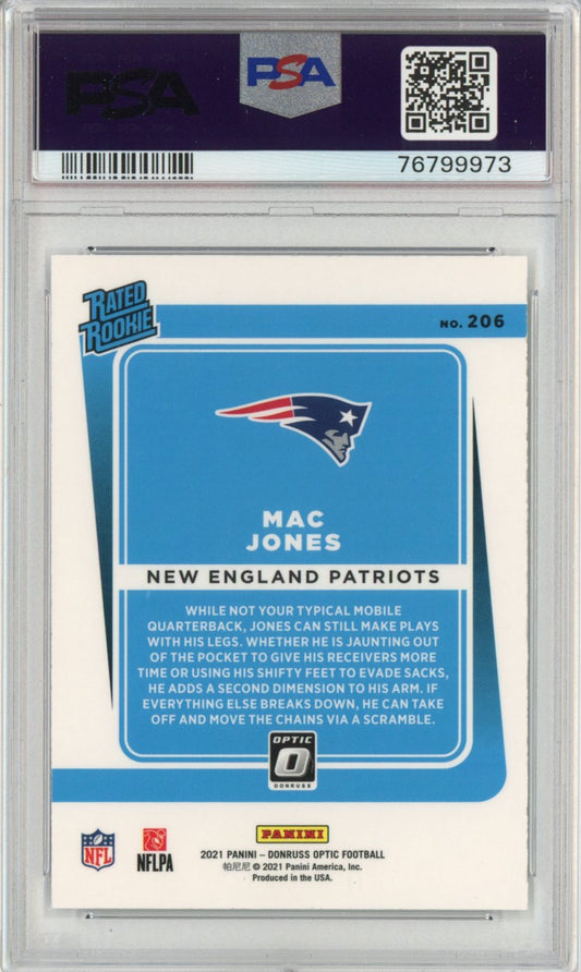 Graded 2021 Panini Donruss Optic Mac Jones #206 Rookie RC Football Card PSA 10 Gem Mint