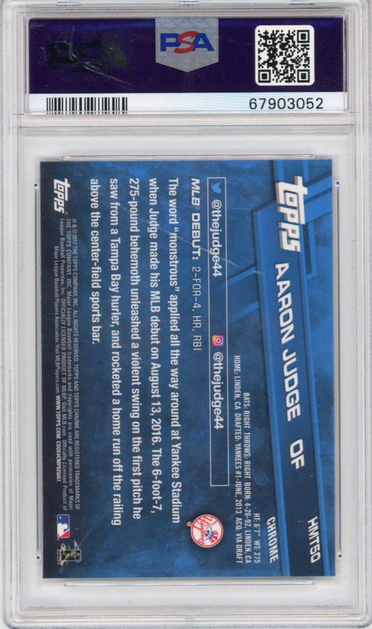Graded 2017 Topps Chrome Aaron Judge #HMT50 Update Rookie RC Baseball Card PSA 10 Gem Mint