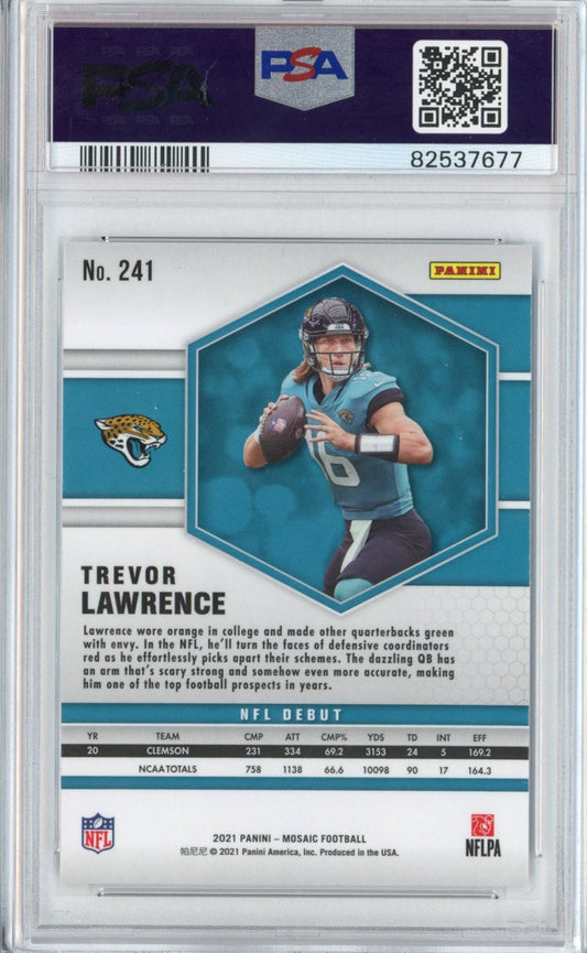 Graded 2021 Panini Mosaic Trevor Lawrence #241 Rookie RC Football Card PSA 9 Mint