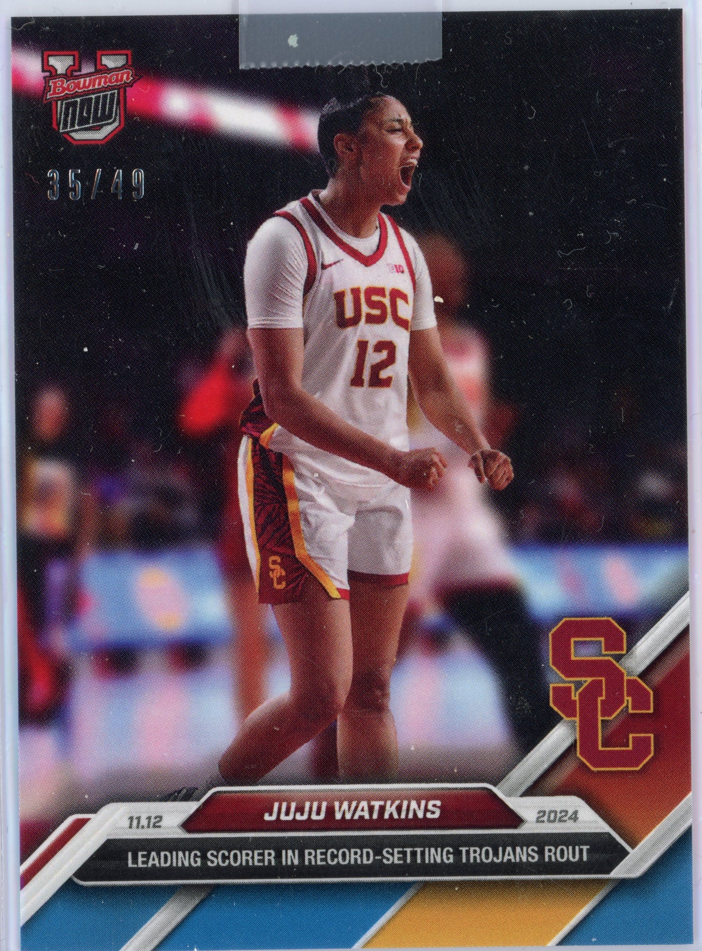 2024 Topps Bowman U Now JuJu Watkins #9 Blue #/49 USC Trojans Rookie RC Basketball Card