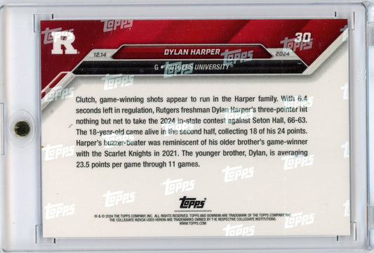 2024 Topps Bowman U Now Dylan Harper #30 Purple #/25 Rutgers Scarlet Knights Rookie RC Basketball Card