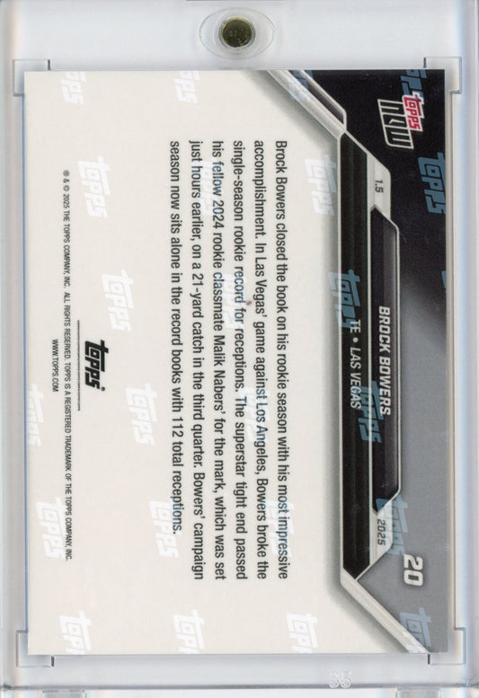 2024 Topps Now Brock Bowers #20 Blue #/49 Las Vegas Raiders Rookie RC Football Card