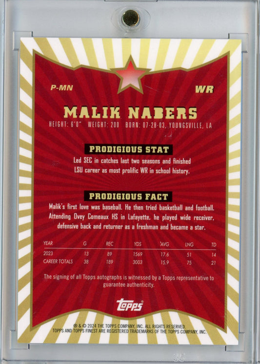2024 Topps Finest Malik Nabers #PMN Prodigies Autograph Rookie RC Football Card