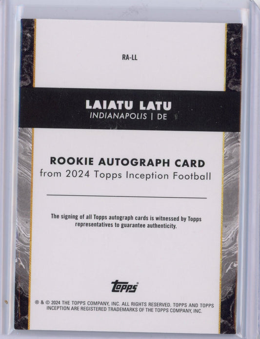 2024 Topps Inception Laiatu Latu #RALL Green Autograph /150 Rookie RC Football Card