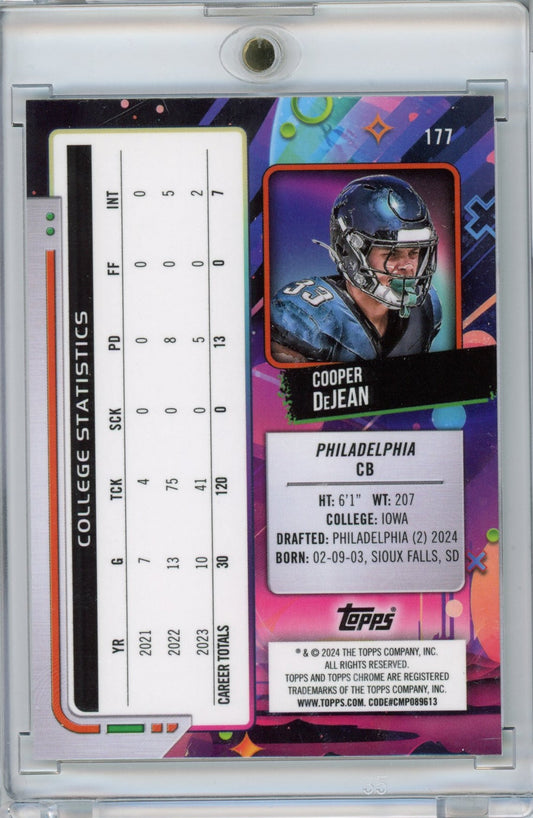 2024 Topps Cosmic Chrome Cooper DeJean #177 Spacedust Refractor /75 Rookie RC Philadelphia Eagles Football Card