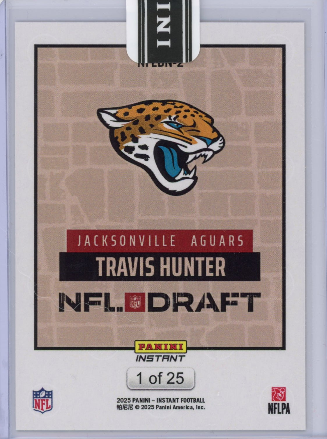 2025 Panini Instant NFL Travis Hunter #DN2 Draft Night Beige /25 Rookie RC Football Card