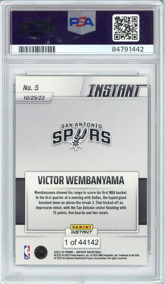 Graded 2023 Panini Instant Victor Wembanyama #5 Rookie RC Basketball Card PSA 10 Gem Mint