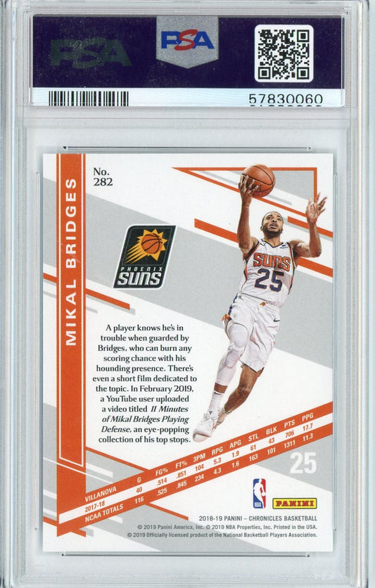 Graded 2018 Panini Chronicles Mikal Bridges #282 Rookie RC Basketball Card PSA 10 Gem Mint
