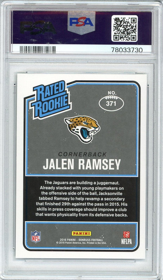 Graded 2016 Panini Donruss Jalen Ramsey #371 Rookie RC Football Card PSA 10 Gem Mint