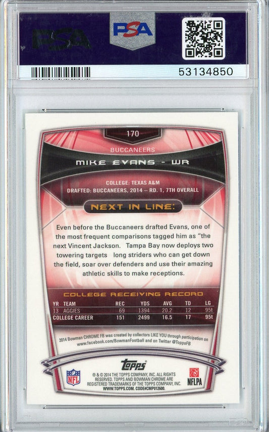 Graded 2014 Bowman Chrome Mike Evans #170 Rookie RC Football Card PSA 10 Gem Mint