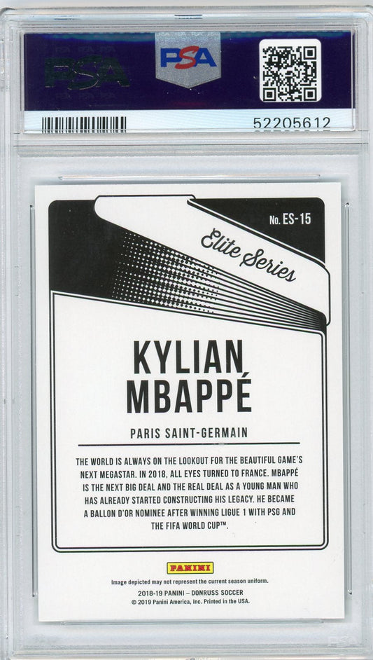 Graded 2018 Panini Donruss Kylian Mbappe #ES15 Elite Series Soccer Card PSA 10 Gem Mint