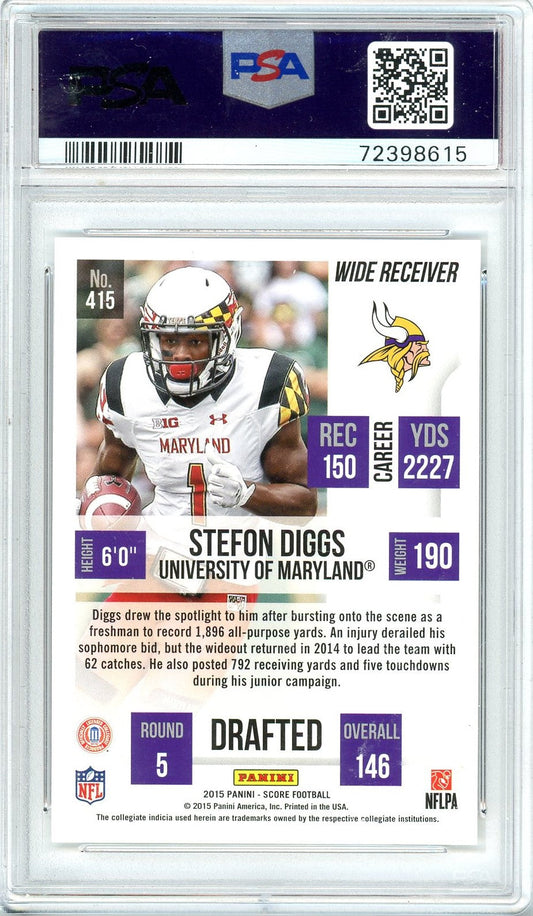 Graded 2015 Panini Score Stefon Diggs #415 Rookie RC Football Card PSA 10 Gem Mint