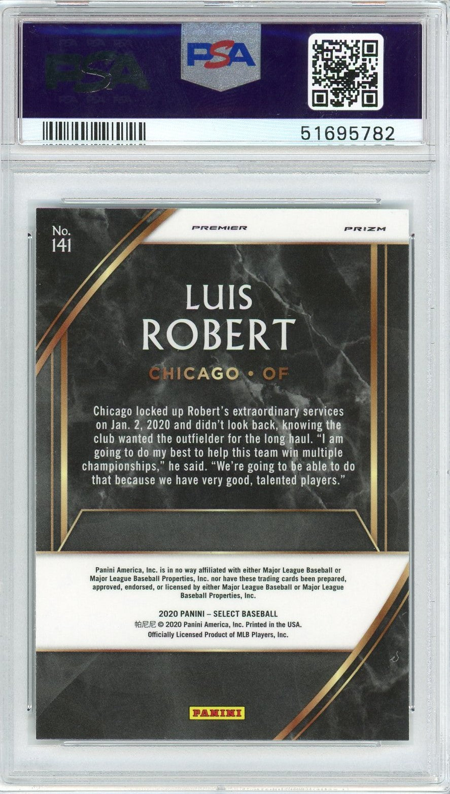 Graded 2020 Panini Select Luis Robert #141 Holo Rookie RC Baseball Card PSA 10 Gem Mint