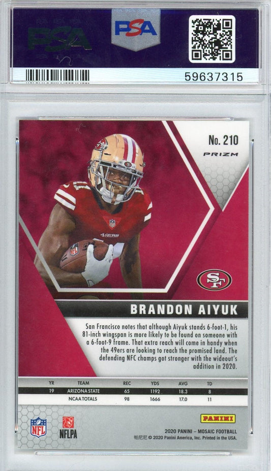 Graded 2020 Panini Mosaic Brandon Aiyuk #210 Red Mosaic Rookie RC Football Card PSA 10 Gem Mint